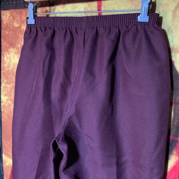 BLAIR-women’s maroon polyester stretch waistband pleated dress pants - Picture 7 of 9